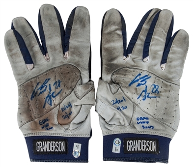 2007 Curtis Granderson Game Used and Signed/Inscribed Batting Gloves (MLB Authenticated)